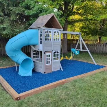 Playground With Blue Rubber Mulch